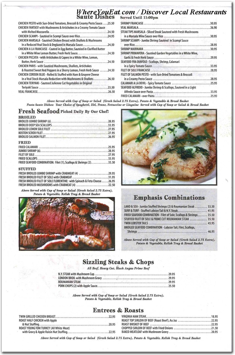 Emphasis Restaurant Cafe Menu